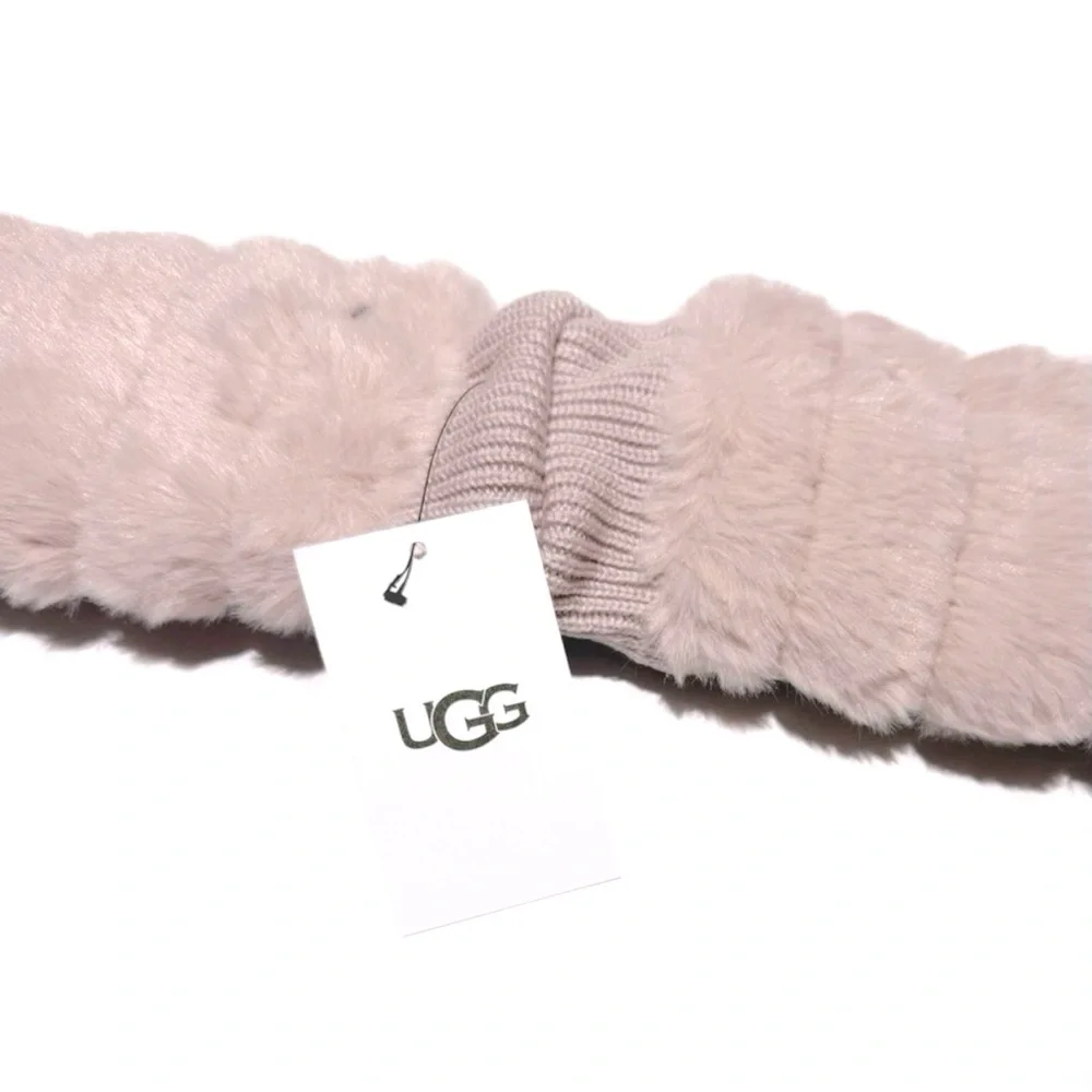 UGG Pink Lush Faux Fur Mittens NWT